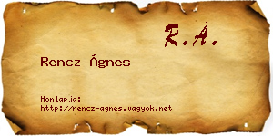 Rencz Ágnes névjegykártya